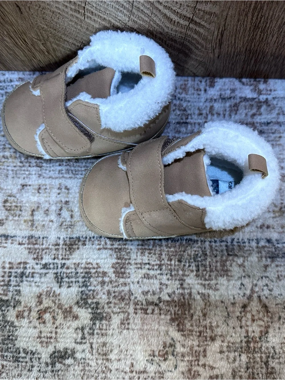 Carter's Tan Sherpa-Lined Baby Walker Shoes